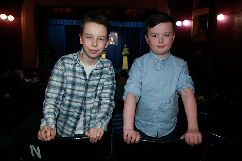 Feis23022018Fri67 
 67
Performers Darach Fanning and Donal Bird from Glasheen and Waterfall.
 Speech and Drama Class: 378: Solo Verse Speaking Boys 11 Years and Under–Section 1 Feis Maitiú 92nd Festival held in Fr. Mathew Hall. EEjob 23/02/2018 Picture: Gerard Bonus.