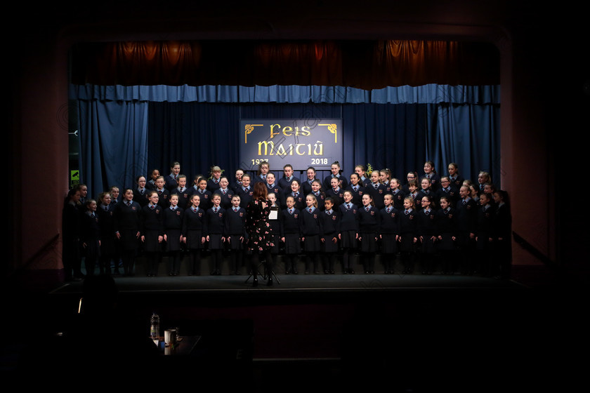 Feis12042018Thu07 
 7~11
Scoil Aiseiri Chríost singing “Little Spanish Town” and “Feed the Birds” Conducted by Tara O’Sullivan.
 Singing Class: 84: “The Sr. M. Benedicta Memorial Perpetual Cup” Primary School Unison Choirs Section 1 Feis Maitiú 92nd Festival held in Fr. Mathew Hall. EEjob 28/03/2018 Picture: Gerard Bonus