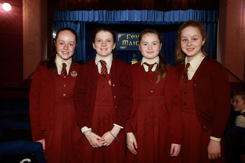 Feis28022019Thu02 
 2
Grace Hourihan, Eabha O’Sullivan, Aisling O’Neill and Jane Egar from Our Lady of Lourdes NS Ballinlough.

Class: 84: “The Sr. M. Benedicta Memorial Perpetual Cup” Primary School Unison Choirs–Section 1Two contrasting unison songs.

Feis Maitiú 93rd Festival held in Fr. Mathew Hall. EEjob 28/02/2019. Picture: Gerard Bonus