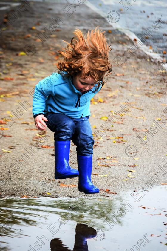 Shay s big jump 
 3 year old Shay Molloy from Carrigaline, enjoying jumping in puddles last Saturday in Rochestown, co. Cork.