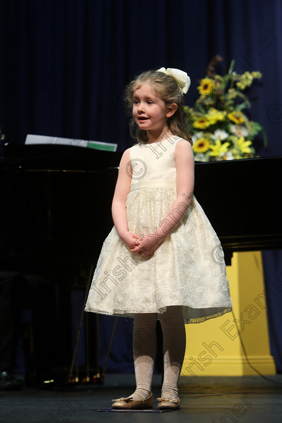 Feis27032018Tue33 
 33~34
Emily Lynch singing backed by Accompanist Michael Young.
 Singing Class: 56: 7 Years and Under Crawley The Penguin Dance Feis Maitiú 92nd Festival held in Fr. Mathew Hall. EEjob 27/03/2018 Picture: Gerard Bonus