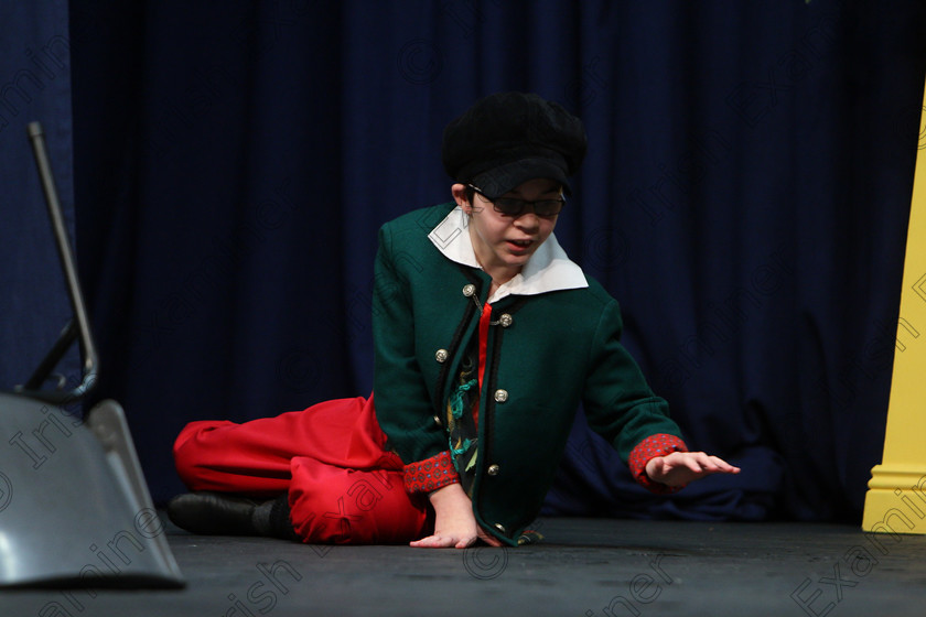 Feis19022018Mon27 
 27
Michael Lane performing as Hansel from “Gingerbread” 
 Speech and Drama Class: 327: “The Hartland Memorial Perpetual Trophy” Dramatic Solo 12YearsandUnder –Section 1 Feis Maitiú 92nd Festival held in Fr. Mathew Hall. EEjob 19/02/2018 Picture: Gerard Bonus.