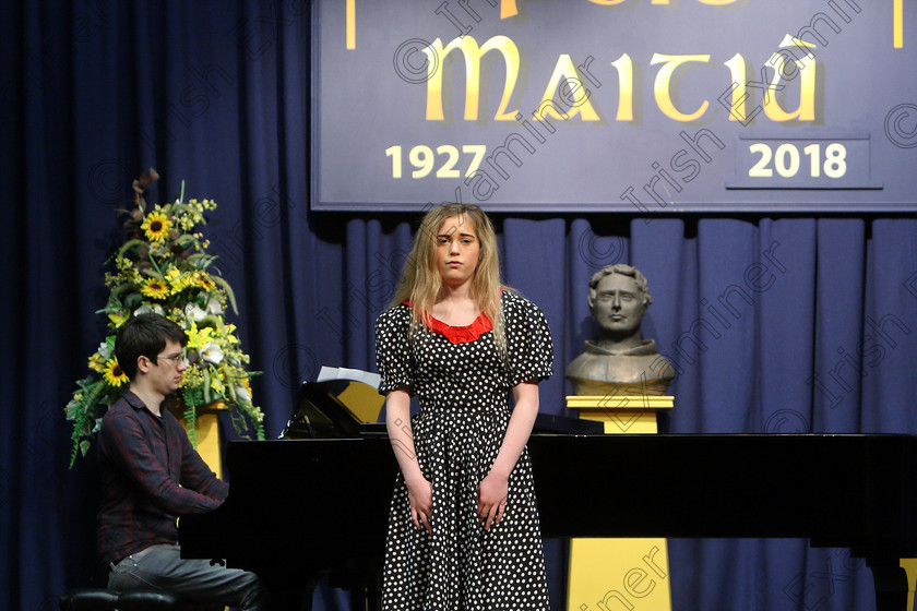 Feis26032018Mon66 
 66
Lauren Kelly singing “Once You Lose Your Heart”.
 Speech and Drama Class: 111: “The Edna McBirney Memorial Perpetual Cup” Solo Action Song 16 Years and Under Section 1 An action song of own choice Feis Maitiú 92nd Festival held in Fr. Mathew Hall. EEjob 26/03/2018 Picture: Gerard Bonus