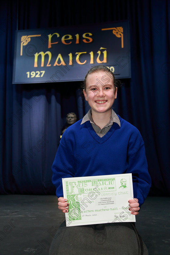 Feis06032020Fri06 
 6
Commended Lilly Heffernan from Midleton.

Class:364: Solo Verse Speaking Girls 11Year sand Under

Feis20: Feis Maitiú festival held in Father Mathew Hall: EEjob: 06/03/2020: Picture: Ger Bonus.