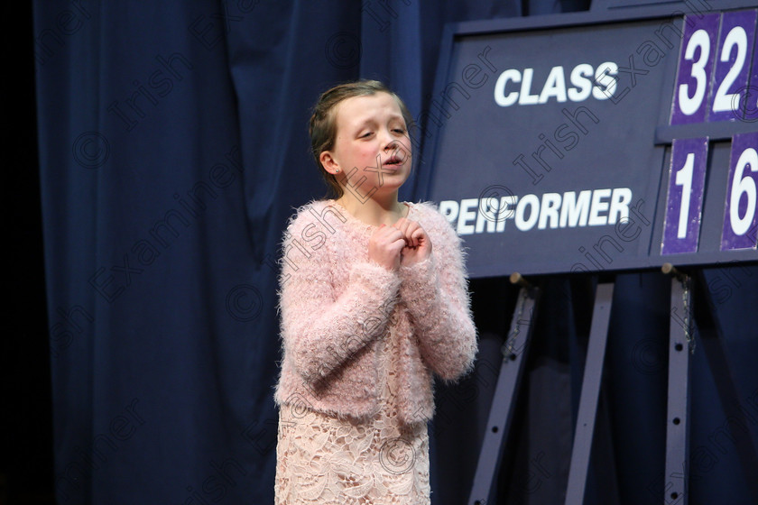 Feis19022018Mon30 
 30
Orlaith O’Sullivan performing “Ear Piercing”.
 Speech and Drama Class: 327: “The Hartland Memorial Perpetual Trophy” Dramatic Solo 12YearsandUnder –Section 1 Feis Maitiú 92nd Festival held in Fr. Mathew Hall. EEjob 19/02/2018 Picture: Gerard Bonus.