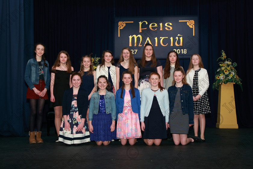 Feis05032018Mon35 
 35
Students from Loreto Secondary School, Fermoy under teacher, Sr. Nula Reidy who performed in the class. 
 Singing and School Choirs Class: 53: Girls Solo Singing 13 Years and Under –Section 2 Feis Maitiú 92nd Festival held in Fr. Mathew Hall. EEjob 05/03/2018 Picture: Gerard Bonus.