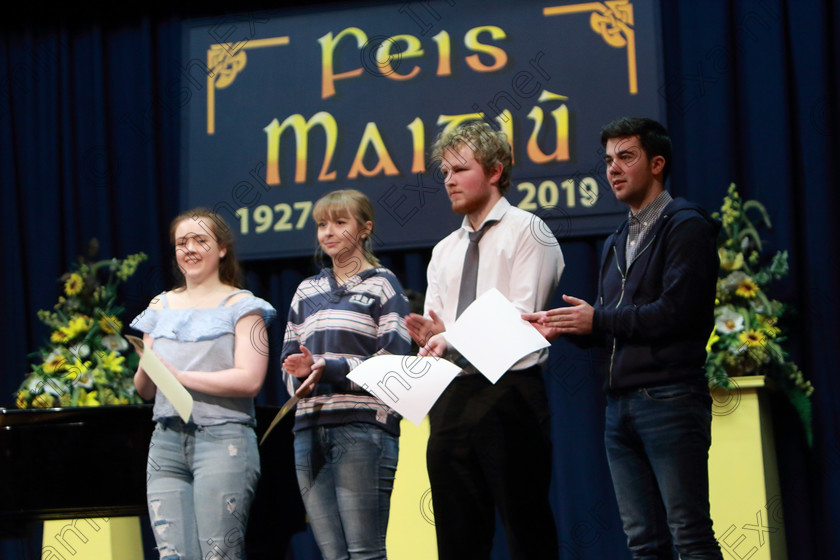 Feis05032019Tue61 
 61
Joint 3rd place Siomha Marron from Glanmire and Eve Crowley from Clonakilty; Commended Colm Brennan from Claonakilty and Andrew Lane from Whites Cross.

Class: 23: “The London College of Music and Media Perpetual Trophy”
Musical Theatre Over 16Years Two songs from set Musicals.

Feis Maitiú 93rd Festival held in Fr. Mathew Hall. EEjob 05/03/2019. Picture: Gerard Bonus