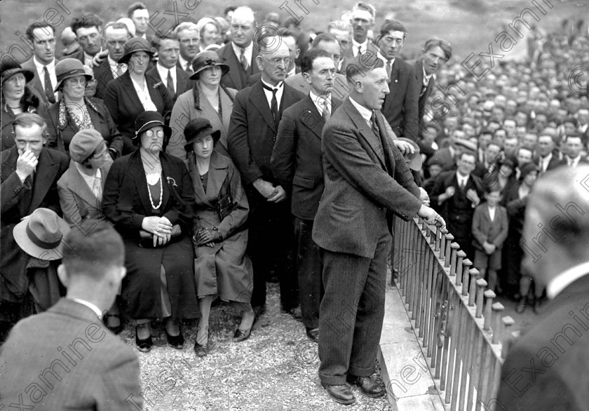 784482 
 For 'READY FOR TARK'
General Richard Mulcahy speaking at the annual Michael Collins Beal na Blath commemeration near Crookstown, Co. Cork 18/08/1932 Ref. 963A Old black and white Michael Collins civil war