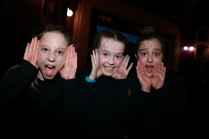 Feis23022018Fri90 
 90
Performers Sinead Ní Rinn, Olivia Crowley and Zoë Buckley 
 Speech and Drama Class: 468 “The Ide McSweeney Perpetual Cup” Group Mime 11 Years and Under Feis Maitiú 92nd Festival held in Fr. Mathew Hall. EEjob 23/02/2018 Picture: Gerard Bonus.