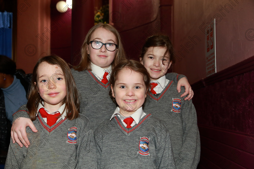 Feis27022020Thur02 
 2
Danu Mulvihill, Kesja Pfister, Zoe McCarthy and Anna Walsh from The Rockboro Singers.

Class:84: “The Sr. M. Benedicta Memorial Perpetual Cup” Primary School Unison Choirs

Feis20: Feis Maitiú festival held in Father Mathew Hall: EEjob: 27/02/2020: Picture: Ger Bonus.