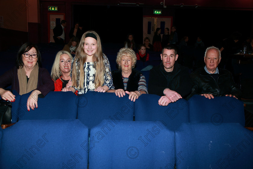 Feis20022018Tue25 
 25
Performer Chloe Hickey Bell from Passage West with her parents Aisling Hickey and Karl Bell, Nanny Eileen Hickey, Nanny Carrie Bell and Granada Bill Bell.

Speech and Drama Class: 364: Girls 11 Years and Under Section 1 Feis Maitiú 92nd Festival held in Fr. Mathew Hall. EEjob 20/02/2018 Picture: Gerard Bonus.