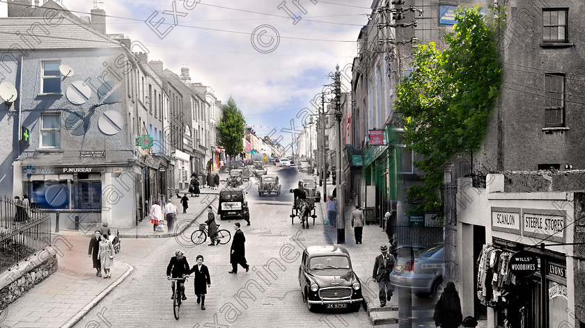 Shandon-St-Hill 
 A view from the lower end of Shandon Street, Cork. 09/10/1953 and how it looks in 2016