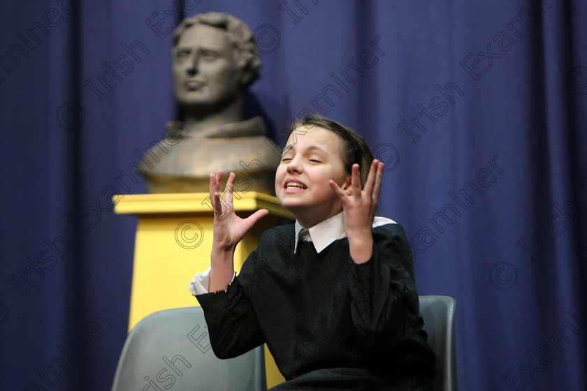 Feis19022018Mon22 
 22
Dominique Desmond performing “The Diary of Anne Frank”
 Speech and Drama Class: 327: “The Hartland Memorial Perpetual Trophy” Dramatic Solo 12YearsandUnder –Section 1 Feis Maitiú 92nd Festival held in Fr. Mathew Hall. EEjob 19/02/2018 Picture: Gerard Bonus.