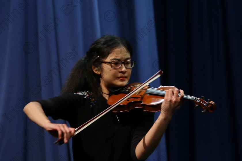 Feis31012018Wed38 
 38
Megan Chan from Blackrock performing Bruch, Violin Concerto 1st movement.
 Instrumental Music; Class: 236 “The Shanahan & Co. Perpetual Cup”: Advance Violin, one movement from a Concerto; Feis Maitiú 92nd Festival held in Fr. Matthew Hall. EEjob 31/01/2018. Picture: Gerard Bonus.