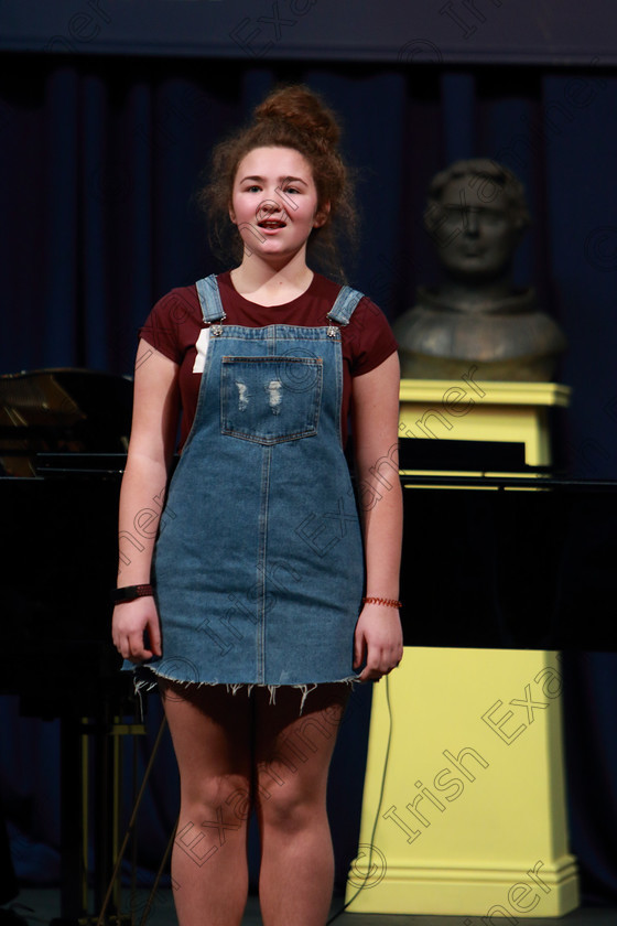 Feis04032019Mon04 
 4
Hanna Martin singing.

Class: 53: Girls Solo Singing 13 Years and Under–Section 2John Rutter –A Clare Benediction (Oxford University Press).

Feis Maitiú 93rd Festival held in Fr. Mathew Hall. EEjob 04/03/2019. Picture: Gerard Bonus
