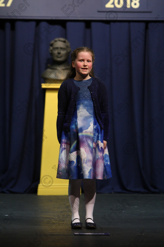 Feis25032018Sun51 
 51
Emma Barry reciting her poem
 Speech and Drama Class: 366: Solo Verse Speaking Girls 9 Years and Under Section 5 Feis Maitiú 92nd Festival held in Fr. Mathew Hall. EEjob 25/03/2018 Picture: Gerard Bonus