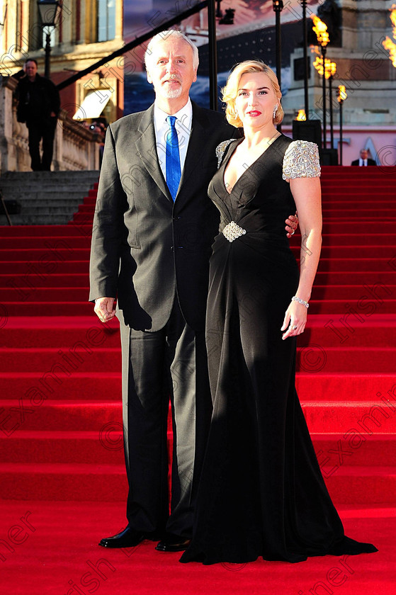 SHOWBIZ Titanic 184064 
 James Cameron and Kate Winslet arrive for the World Premiere of Titanic 3D at the Royal Albert Hall, London. PRESS ASSOCIATION Photo. Picture date: Tuesday March 27, 2012. Photo credit should read: Ian West/PA Wire