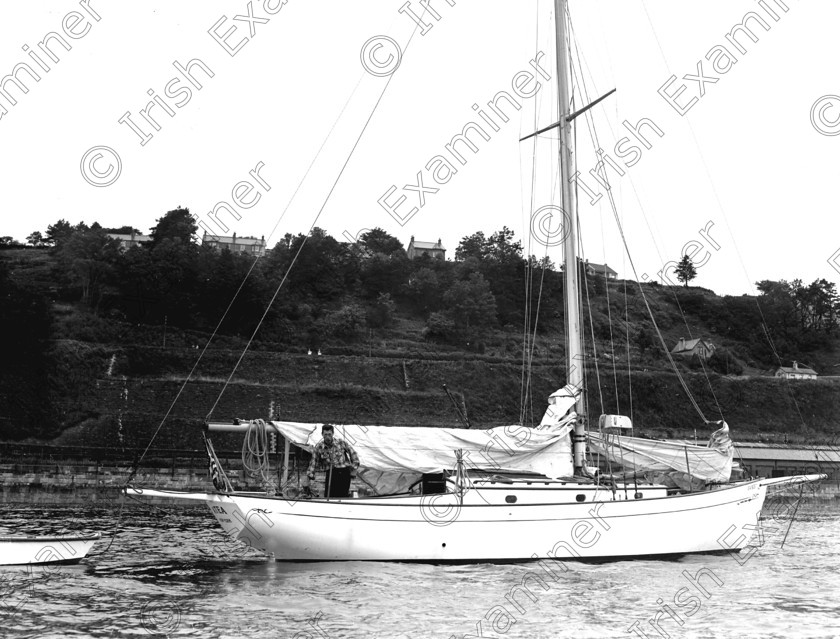 542080 542080 
 PLEASE ARCHIVE - SVEN JOFFS ARRIVES IN COBH IN YACHT AFTER SAILING THE ATLANTIC IN 42 DAYS 01/08/1954 - REF. 780G

DOWN MEMORY LANE - BLACK AND WHITE