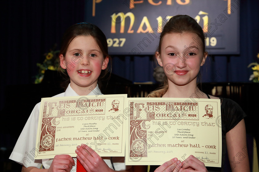 Feis26022019Tue71 
 71
Joint 3rd place Ciara Murphy from Donoughmore and Lia Crowley from Carrigaline.

Class: 114: “The Henry O’Callaghan Memorial Perpetual Cup” Solo Action Song 10 Years and Under –Section 1 An action song of own choice.

Feis Maitiú 93rd Festival held in Fr. Mathew Hall. EEjob 26/02/2019. Picture: Gerard Bonus