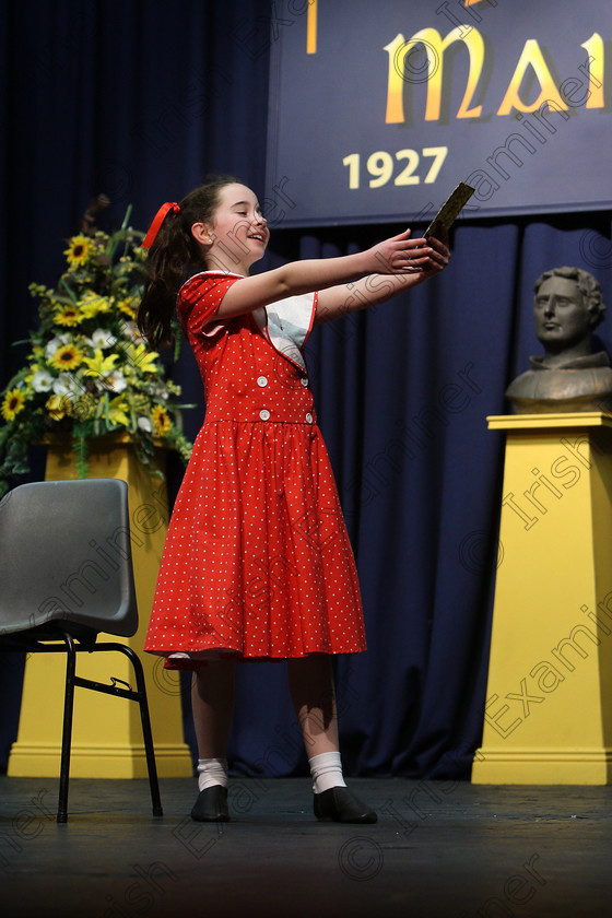 Feis16032018Fri02 
 1~2
Mary Coleman giving a Commend performance of “Veruca Salt” from Charlie and the Chocolate Factory.
 Speech and Drama Class: 328: “The Fr. Nessan Shaw Memorial Perpetual Cup” Dramatic Solo 10 Years and Under Section 3 Feis Maitiú 92nd Festival held in Fr. Mathew Hall. EEjob 16/03/2018 Picture: Gerard Bonus.