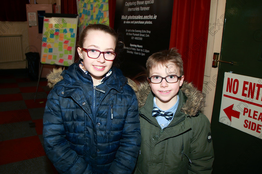 Feis24022018Sat62 
 62
Performer Aiden McCarthy from Knockraha with his sister Deirdre.
 Speech and Drama Class: 381: Solo Verse Speaking Boys 8 Years and Under Section 2 Feis Maitiú 92nd Festival held in Fr. Mathew Hall. EEjob 24/02/2018 Picture: Gerard Bonus.