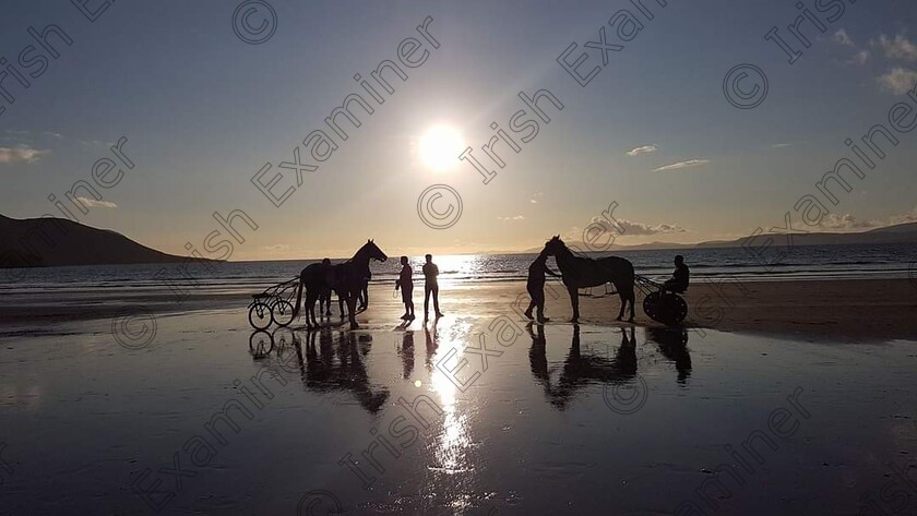 Rossbeigh Beach, C. Kerry 31 August 
 Hitching a ride at Rossbeigh.
Enjoying the sunset and chatting at Rossbeigh Beach, Co. Kerry August 2017.
Who- anonymous.
How: Went out to take Sunset Photos and spotted these further down the beach. Sat and waited on rocks to see if they would come back and the image just presented itself at the perfect moment. Taken on the beach bewtween the Iveragh and Dingle Peninsulas.