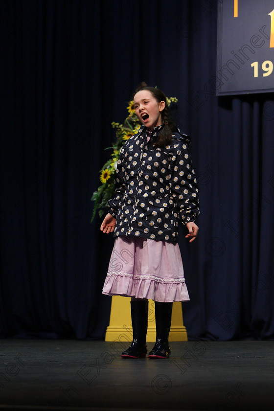 Feis16032018Fri13 
 12~13
Aoibhe Grealy from Carrigaline giving a Commend performance of “Where My Wellies Take Me”.
 Speech and Drama Class: 328: “The Fr. Nessan Shaw Memorial Perpetual Cup” Dramatic Solo 10 Years and Under Section 3 Feis Maitiú 92nd Festival held in Fr. Mathew Hall. EEjob 16/03/2018 Picture: Gerard Bonus.