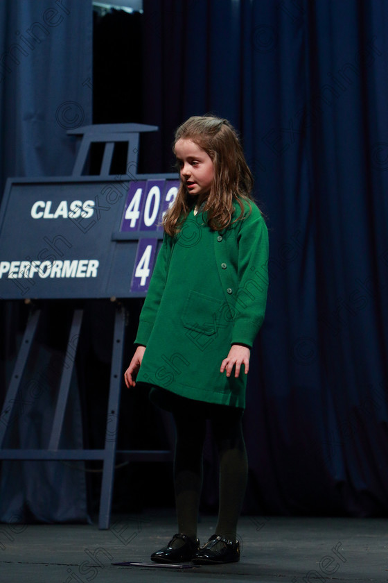 Feis10032020Tues04 
 4
Grace O’Neill performing The Robin.

Class:403: Own Choice Verse Speaking 9 Years and Under

Feis20: Feis Maitiú festival held in Father Mathew Hall: EEjob: 10/03/2020: Picture: Ger Bonus.
