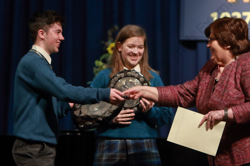 Feis12042018Thu65 
 65
Adjudicator Alice O’Connell presenting “The Father Mathew Perpetual Shield” and Silver Medal to Andrew Lane representing Glanmire Community School Senior Choir including Lucy Dolan representing Glanmire Community School Junior Choir.
Feis Maitiú 92nd Festival held in Fr. Mathew Hall. EEjob 12/04/2018 Picture: Gerard Bonus