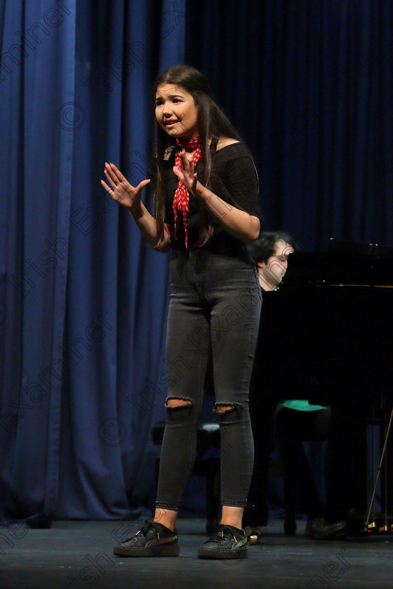 Feis27032018Tue70 
 69~70
Molly O’Mahony from Ballyvolane giving a Bronze Medal Performance of “”The Latte Boy” from As I Am.
 Singing Class: 111: “The Edna McBirney Memorial Perpetual Cup” Solo Action Song 16 Years and Under Section 2 Feis Maitiú 92nd Festival held in Fr. Mathew Hall. EEjob 27/03/2018 Picture: Gerard Bonus