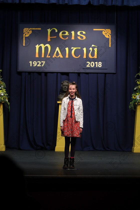 Feis12032018Mon21 
 21
Mia Rosa Bowens reciting her poem
 Speech and Drama Class: 365: Solo Verse Speaking Girls 10 Years and Under Section 4 Feis Maitiú 92nd Festival held in Fr. Mathew Hall. EEjob 12/03/2018 Picture: Gerard Bonus