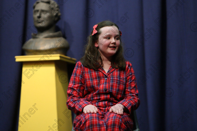 Feis16032018Fri25 
 24~25
Alana Magan giving a 3rd place performance of “Brighton Beach”.
 Speech and Drama Class: 328: “The Fr. Nessan Shaw Memorial Perpetual Cup” Dramatic Solo 10 Years and Under Section 3 Feis Maitiú 92nd Festival held in Fr. Mathew Hall. EEjob 16/03/2018 Picture: Gerard Bonus.