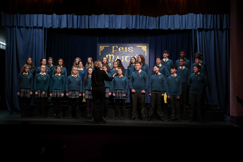 Feis12042018Thu57 
 56~60
Glanmire Community School Senior Choir singing “The Water Is Wild” and “Mack The Knife” Conducted by Ann Mannix.

Singing Class: 81: “The Father Mathew Perpetual Shield” 19 Years and Under Feis Maitiú 92nd Festival held in Fr. Mathew Hall. EEjob 12/04/2018 Picture: Gerard Bonus