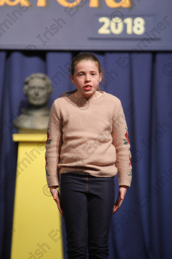 Feis25032018Sun02 
 2
Abby Cronin performing.
 Speech and Drama Class: 365: Solo Verse Speaking Girls 10 Years and Under Section 5 Feis Maitiú 92nd Festival held in Fr. Mathew Hall. EEjob 25/03/2018 Picture: Gerard Bonus