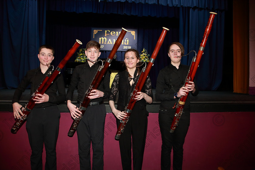Feis10022019Sun52(1) 
 52
Cork School of Music Bassoons Quartet; Mark Reidy, Ben O’Connor, Róisín Hynes McLaughlin and Carl Roewer.

Class: 269: “The Lane Perpetual Cup” Chamber Music 18 Years and Under
Two Contrasting Pieces, not to exceed 12 minutes

Feis Maitiú 93rd Festival held in Fr. Matthew Hall. EEjob 10/02/2019. Picture: Gerard Bonus
