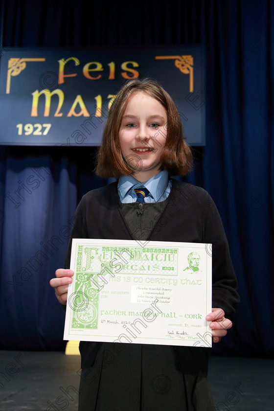 Feis06032020Fri08 
 8
Commended Phoebe Harold Barry from Donneraile.

Class:364: Solo Verse Speaking Girls 11Year sand Under

Feis20: Feis Maitiú festival held in Father Mathew Hall: EEjob: 06/03/2020: Picture: Ger Bonus.