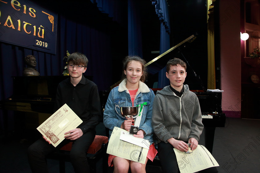 Feis0702109Thu04 
 4
3rd place, Karl Riedewald from Ballinlough; Cup winner and Silver Medallist Aoife O’Donovan from Douglas and Bronze Medallist Fearghal Desmond from Douglas.

Class: 159: “The Maud O’Hanlon Perpetual Cup” Piano Repertoire 14Yearsand Under A Programme of contrasting style and period, time limit 12 minutes.

Feis Maitiú 93rd Festival held in Fr. Matthew Hall. EEjob 07/02/2019. Picture: Gerard Bonus