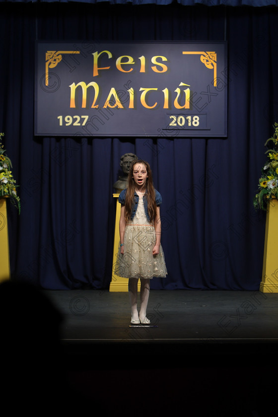 Feis12032018Mon26 
 26
Maeve Corkery reciting her poem
 Speech and Drama Class: 365: Solo Verse Speaking Girls 10 Years and Under Section 4 Feis Maitiú 92nd Festival held in Fr. Mathew Hall. EEjob 12/03/2018 Picture: Gerard Bonus