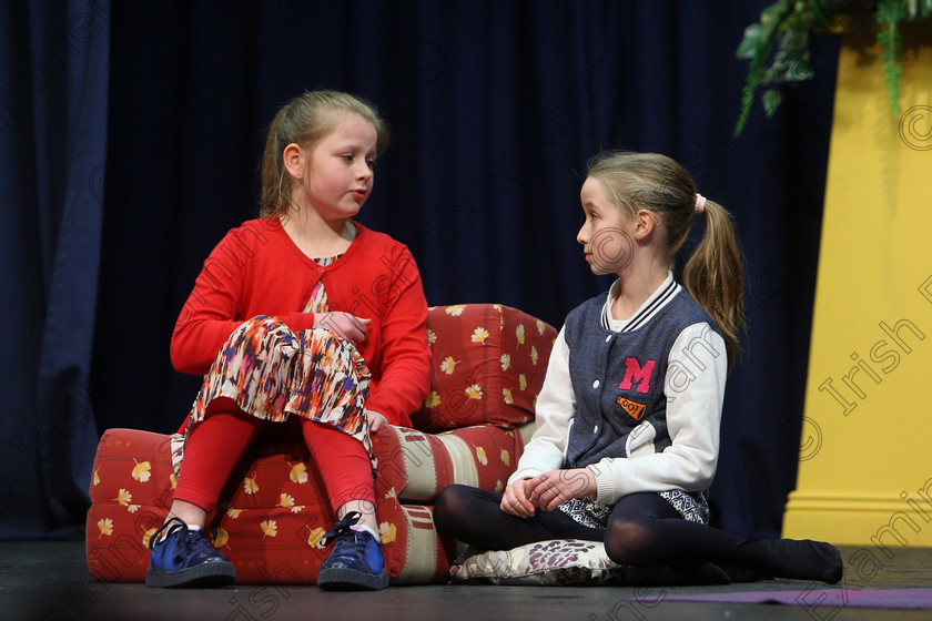 Feis24032018Sat30 
 28~30
Lydia Young and Jayne Fitzgerald performing “Junior Miss”,
 Speech and Drama Class: 312: Dramatic Duo 10 Years and Under Feis Maitiú 92nd Festival held in Fr. Mathew Hall. EEjob 24/03/2018 Picture: Gerard Bonus