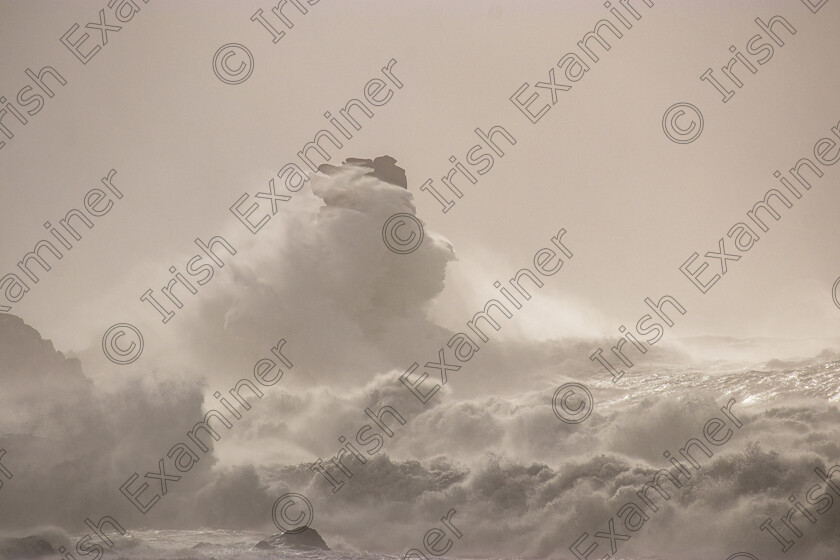 -An Searrach-The Foal-3239 
 Storm Ashley battering "An Searrach" a 100ft+ sea stack at Kinard Lispole Co Kerry, just east of Dingle.Photo by Noel O Neill 
 Keywords: An Searrach, Ashley, strorm, waves