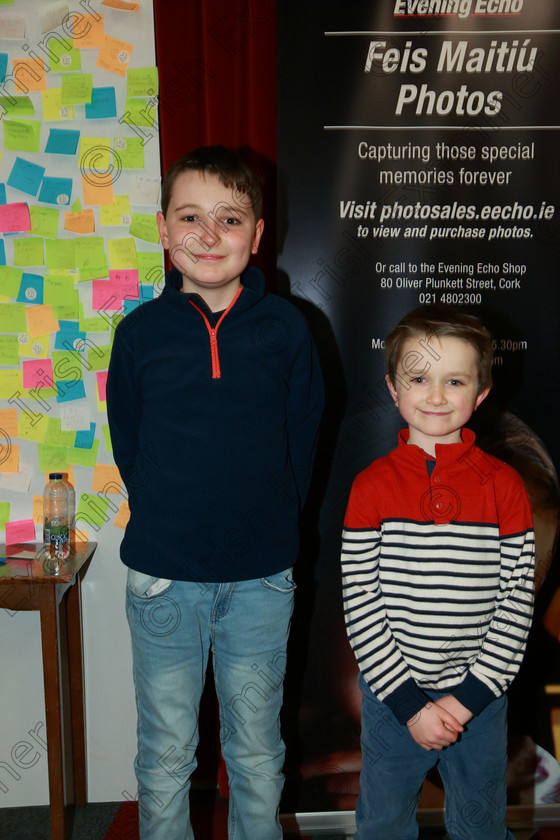 Feis24022018Sat66 
 66
Performer Emmet Buckley from Glanmire with his big brother Eoin.
 Speech and Drama Class: 381: Solo Verse Speaking Boys 8 Years and Under Section 2 Feis Maitiú 92nd Festival held in Fr. Mathew Hall. EEjob 24/02/2018 Picture: Gerard Bonus.