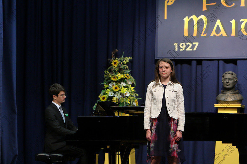 Feis05032018Mon20 
 20
Lisa Hartnett performing with accompanist, Michael Young
 Singing and School Choirs Class: 53: Girls Solo Singing 13 Years and Under –Section 2 Feis Maitiú 92nd Festival held in Fr. Mathew Hall. EEjob 05/03/2018 Picture: Gerard Bonus.