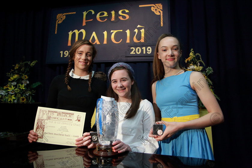 Feis10022019Sun25 
 25
3rd place Siri Forde from Bishopstown; Overall Trophy winner and Silver Medallist Faye Herlihy from Ballinhassig and Bronze Medallist Abbie Palliser Kehoe from Carrigaline.

Class: 112: The C.A.D.A. Perpetual Trophy” Solo Action Song 14 Years and Under –Section 2 An action song of own choice.

Feis Maitiú 93rd Festival held in Fr. Matthew Hall. EEjob 10/02/2019. Picture: Gerard Bonus
