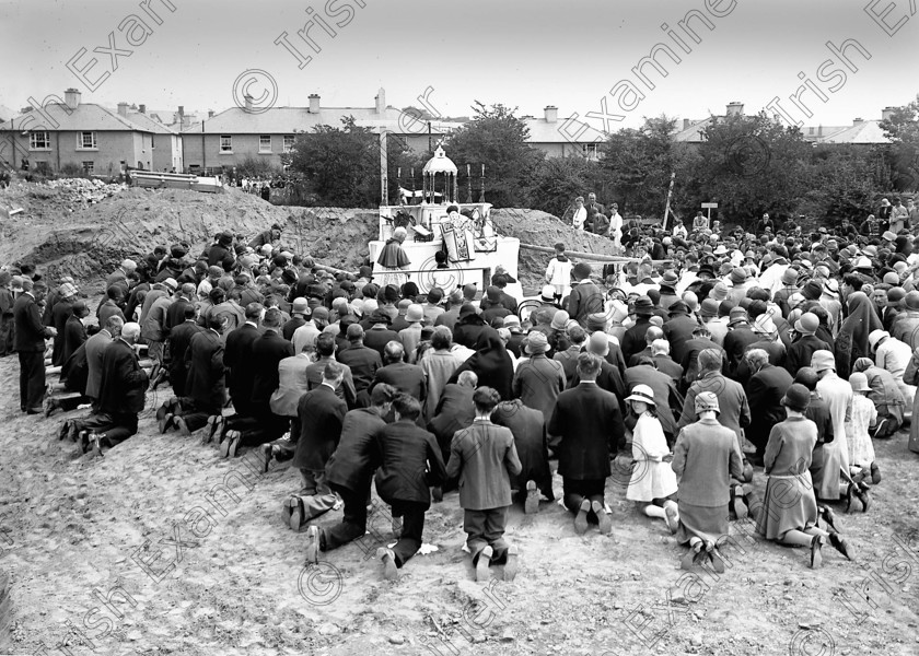 823350 823350 
 For 'READY FOR TARK'
Laying of foundation stone of new Christ the King church at Turner's Cross by Bishop of Cork Daniel Cohalan 21/07/1929 Ref. 382A Old black and white bishops religion