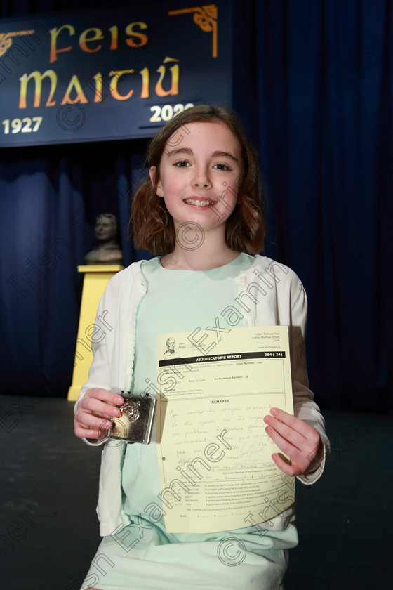 Feis06032020Fri01 
 1
Silver Medallist; Sophie Kennedy from Lower Killeens

Class:364: Solo Verse Speaking Girls 11Year sand Under

Feis20: Feis Maitiú festival held in Father Mathew Hall: EEjob: 06/03/2020: Picture: Ger Bonus.