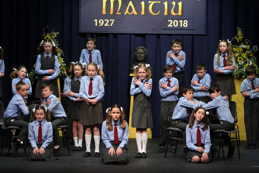 Feis23022018Fri39 
 37~40
Oven’s NS performing.
 Speech and Drama Class: 476: “The Peg O’Mahony Memorial Perpetual Cup” Choral Speaking 4th Class Feis Maitiú 92nd Festival held in Fr. Mathew Hall. EEjob 23/02/2018 Picture: Gerard Bonus.