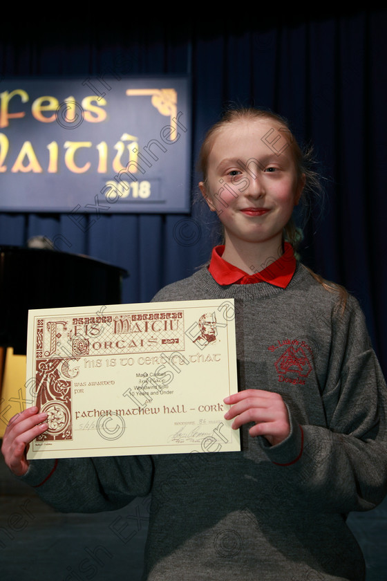 Feis05022018Mon05 
 5
Joint 3rd place Maya Cashell from Douglas.
 Instrumental Music Class: 215: Woodwind Solo10 Years and Under Feis Maitiú 92nd Festival held in Fr. Matthew Hall. EEjob 05/02/2018 Picture: Gerard Bonus.