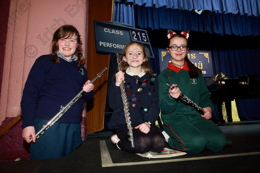 Feis11022019Mon08 
 8
Performers; place Emma O’Mahony from Lovers Walk; Siún Sweeney from Ovens and Selena O’Rourke from Model Farm Road.

Class: 215: Woodwind Solo 10 Years and Under Programme not to exceed 4 minutes.

Feis Maitiú 93rd Festival held in Fr. Matthew Hall. EEjob 11/02/2019. Picture: Gerard Bonus