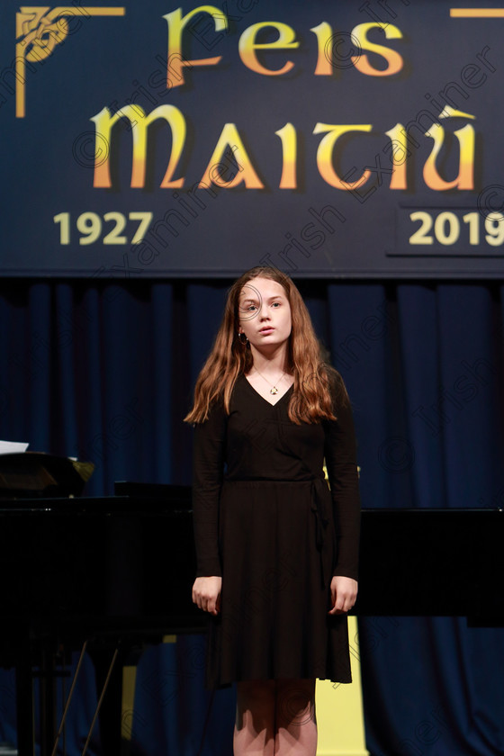 Feis26022019Tue31 
 31
Daisy Moller singing.

Class: 53: Girls Solo Singing 13 Years and Under–Section 1 John Rutter –A Clare Benediction (Oxford University Press).

Feis Maitiú 93rd Festival held in Fr. Mathew Hall. EEjob 26/02/2019. Picture: Gerard Bonus