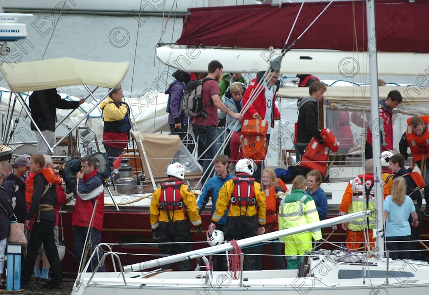 Astrid-ship-19 
 EEXX job 24/07/2013.
Some of the crew of the Astrid are brought ashore, after their safe transfer to the vessel Spirit of Oysterhaven, after the tall ship Astrid ran aground near Oysterhaven, Kinsale, Co. Cork.
Pic Larry Cummins,
Evening Echo